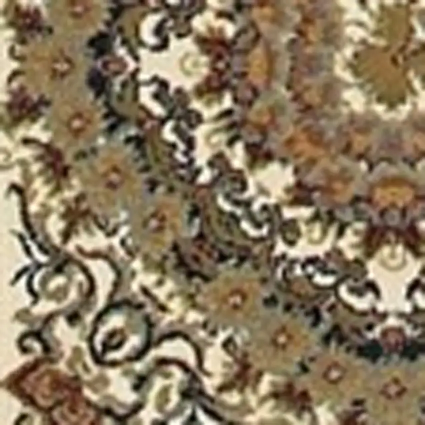 Ivory Black And Brown Medallion Area Rug With Fringe Photo 3