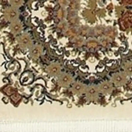 Ivory Black And Brown Medallion Area Rug With Fringe Photo 4