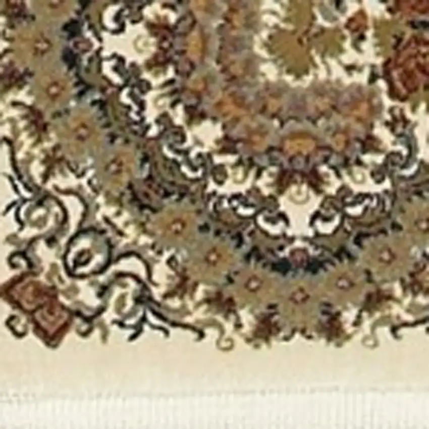 Ivory Black And Brown Medallion Area Rug With Fringe Photo 6