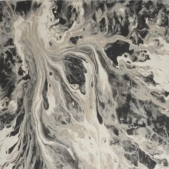 Ivory Black And Gray Abstract Area Rug Photo 7