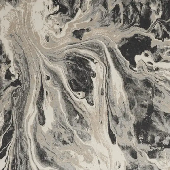 Ivory Black And Gray Abstract Area Rug Photo 6