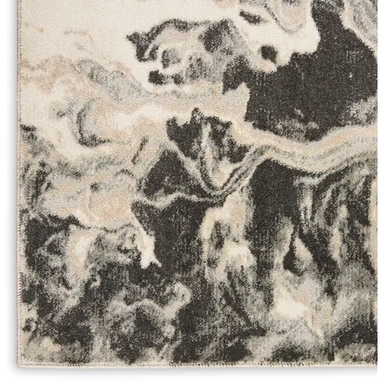 Ivory Black And Gray Abstract Area Rug Photo 9