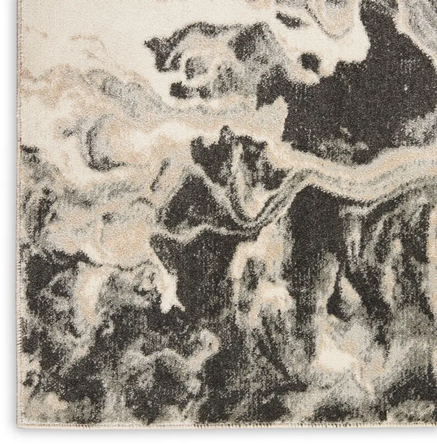Ivory Black And Gray Abstract Area Rug Photo 9