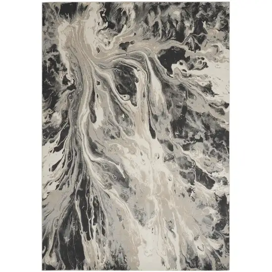 Ivory Black And Gray Abstract Area Rug Photo 5