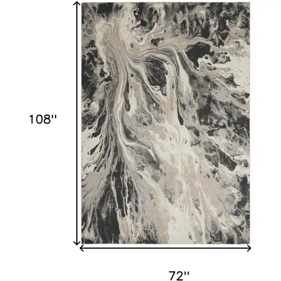 Ivory Black And Gray Abstract Area Rug Photo 3