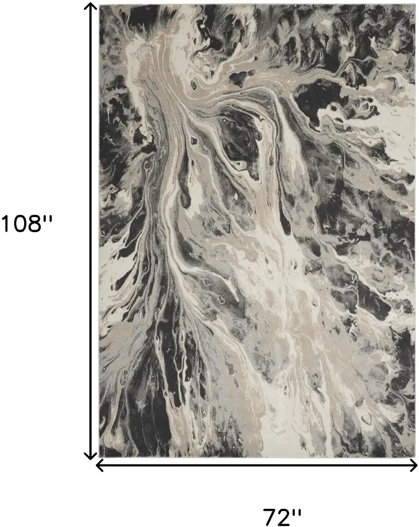 Ivory Black And Gray Abstract Area Rug Photo 3