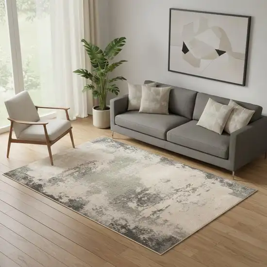 Ivory Black And Gray Abstract Non Skid Area Rug Photo 2