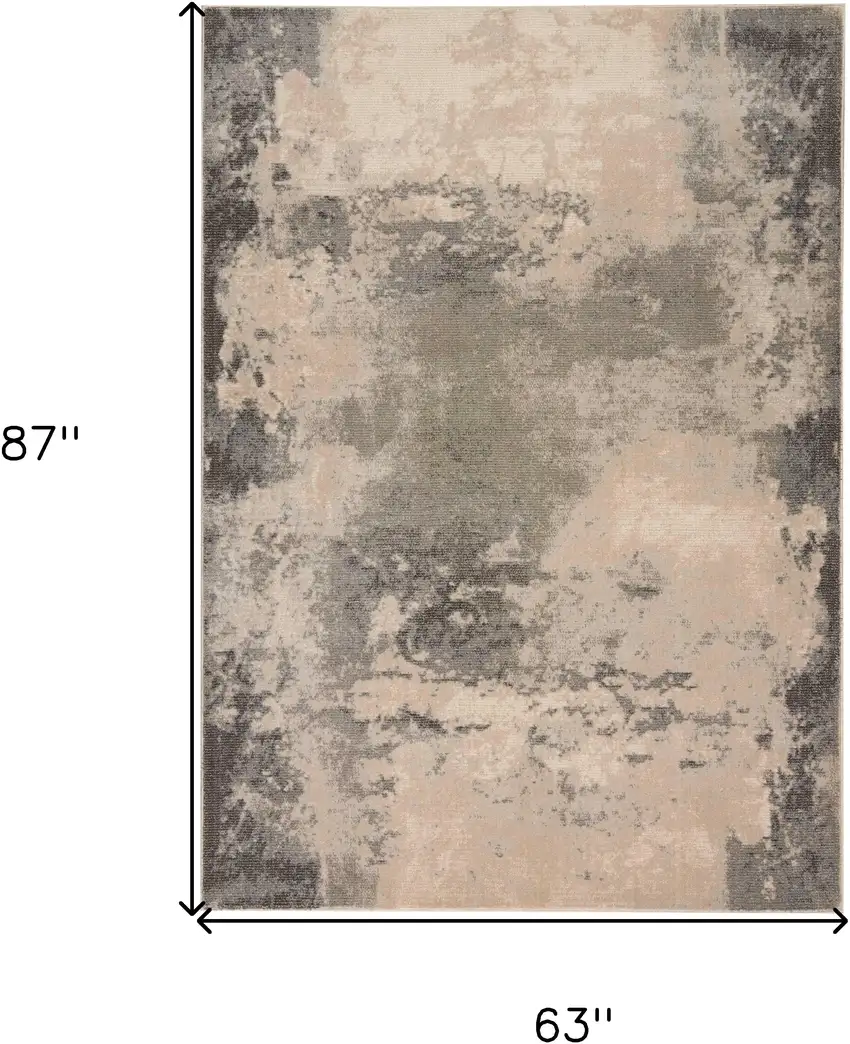 Ivory Black And Gray Abstract Non Skid Area Rug Photo 4