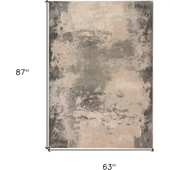 Ivory Black And Gray Abstract Non Skid Area Rug Photo 4