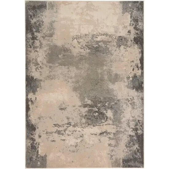 Ivory Black And Gray Abstract Non Skid Area Rug Photo 4