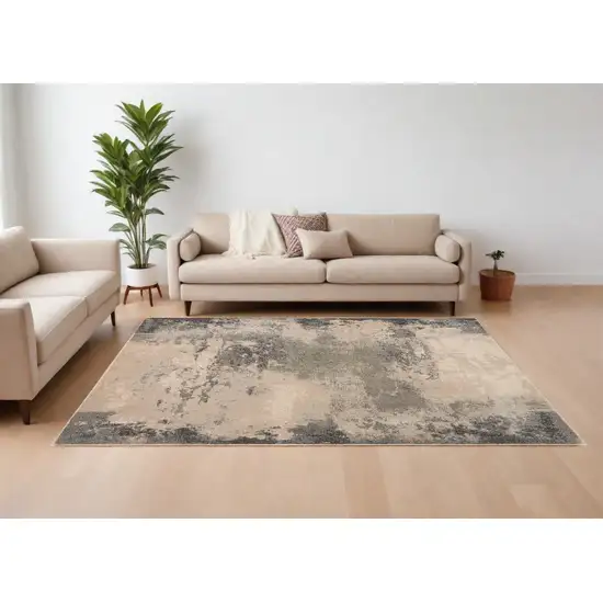Ivory Black And Gray Abstract Non Skid Area Rug Photo 1
