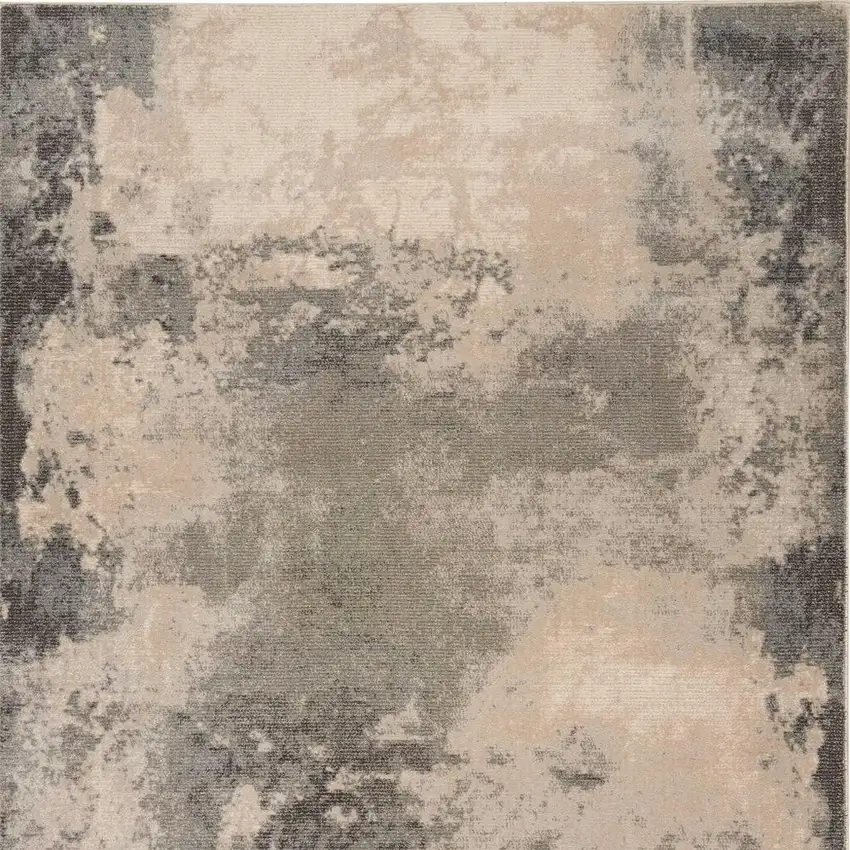 Ivory Black And Gray Abstract Non Skid Area Rug Photo 3