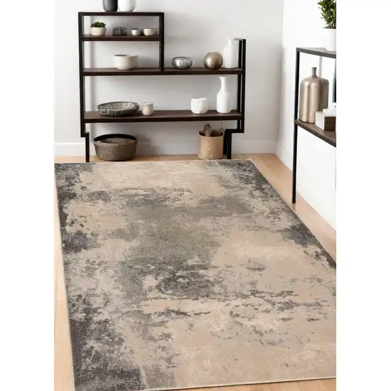 Ivory Black And Gray Abstract Non Skid Area Rug Photo 1