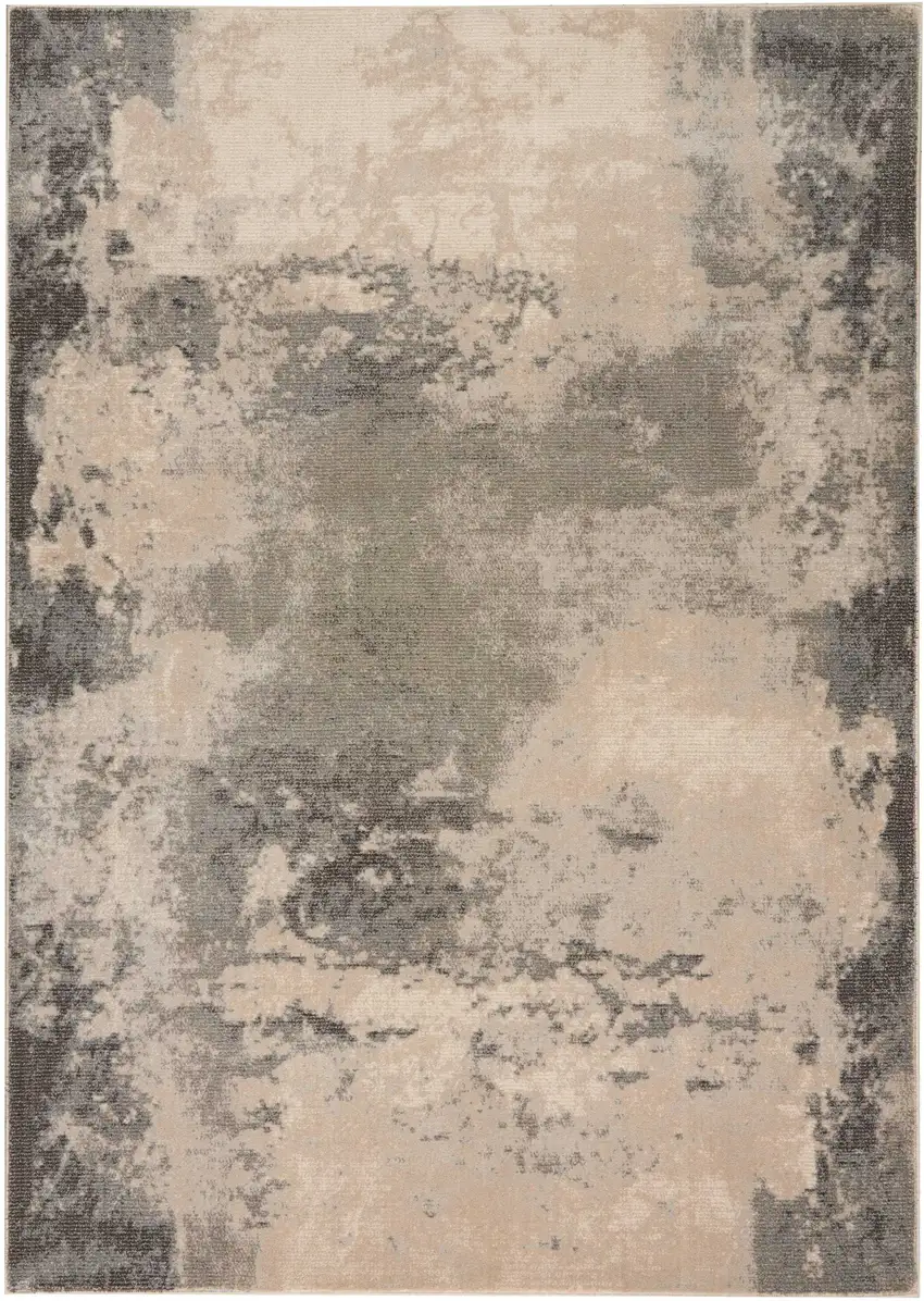 Ivory Black And Gray Abstract Non Skid Area Rug Photo 2