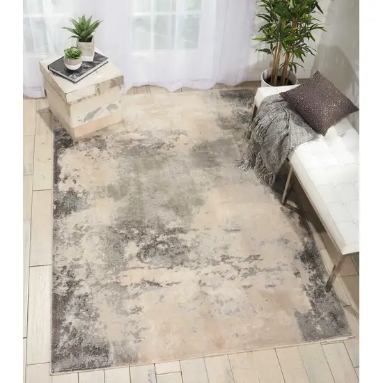 Ivory Black And Gray Abstract Non Skid Area Rug Photo 5