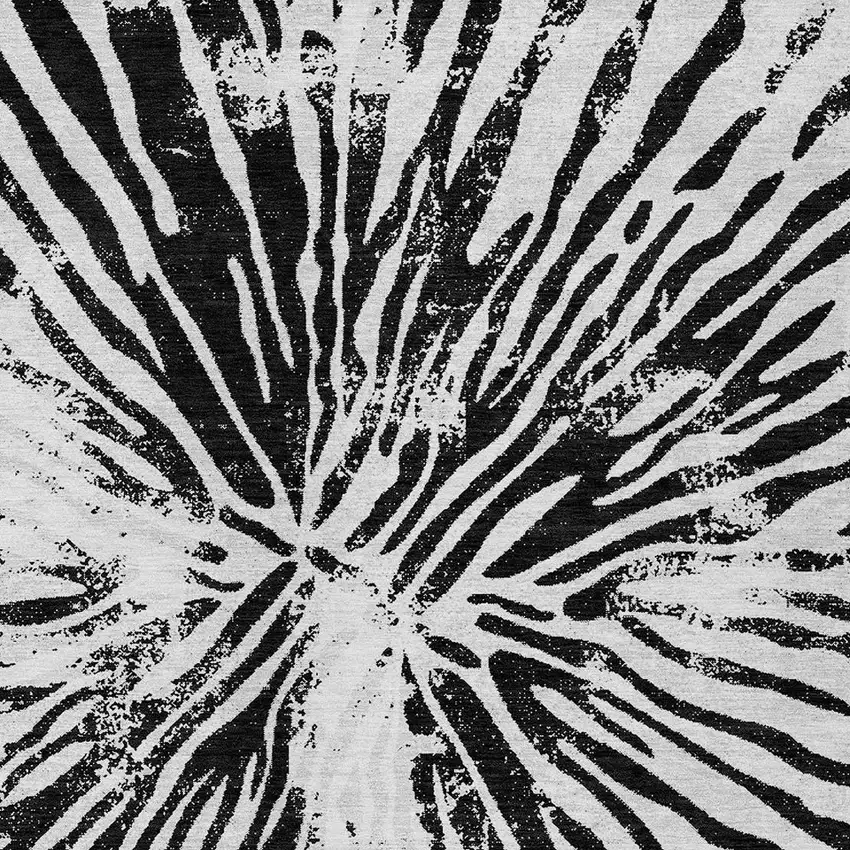 Ivory Black And Gray Abstract Washable Indoor Outdoor Area Rug Photo 6