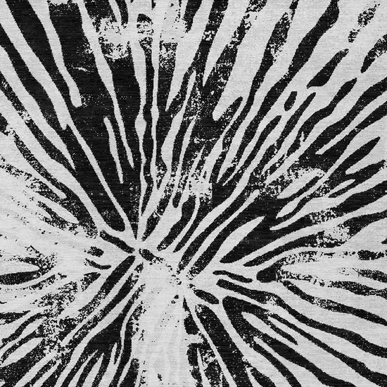 Ivory Black And Gray Abstract Washable Indoor Outdoor Area Rug Photo 6