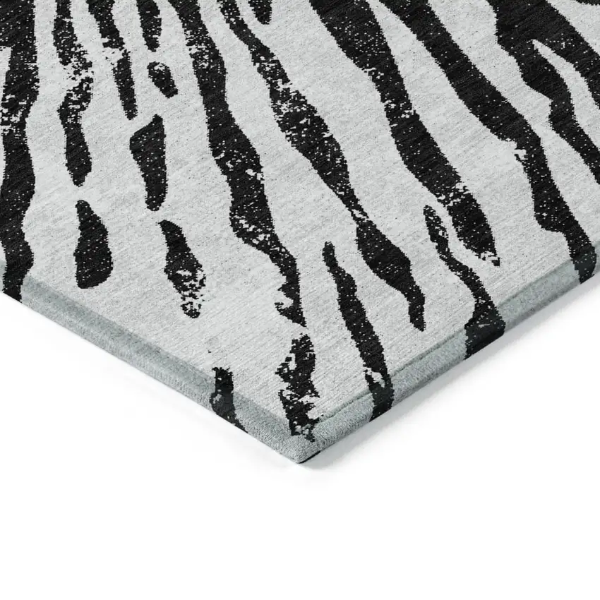 Ivory Black And Gray Abstract Washable Indoor Outdoor Area Rug Photo 5