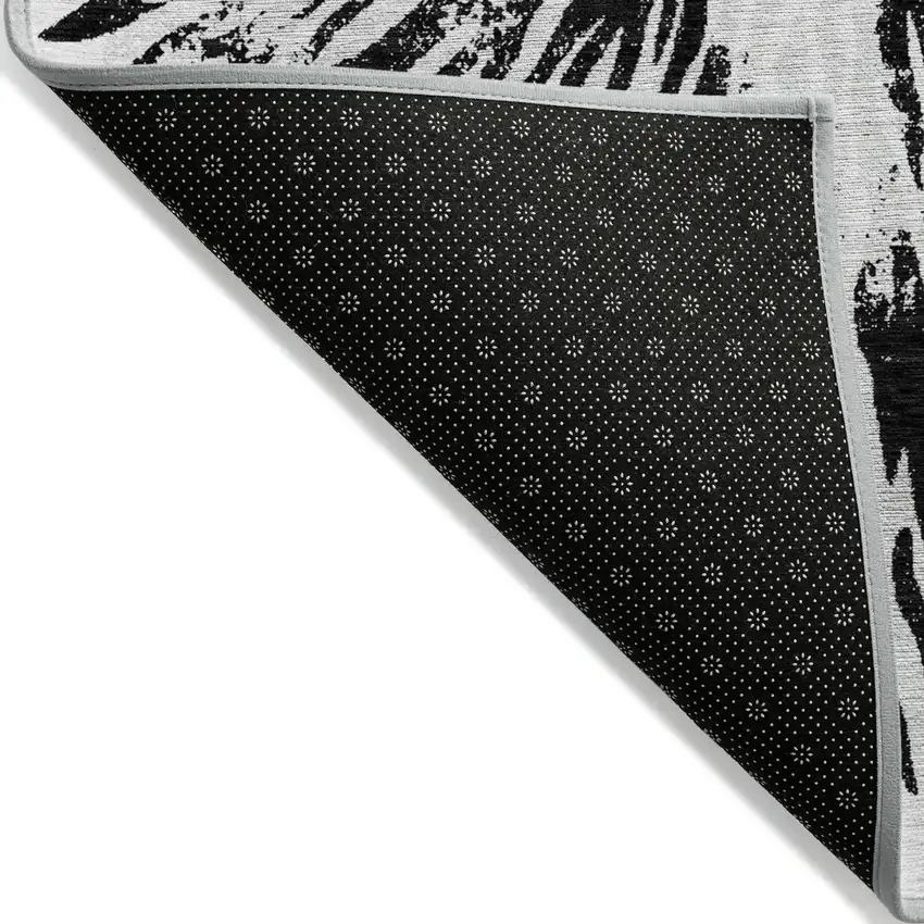 Ivory Black And Gray Abstract Washable Indoor Outdoor Area Rug Photo 4