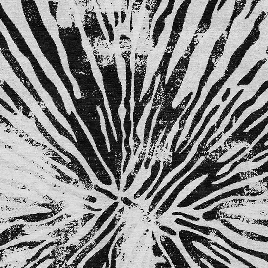 Ivory Black And Gray Abstract Washable Indoor Outdoor Area Rug Photo 6