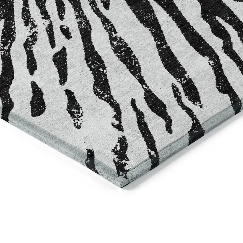 Ivory Black And Gray Abstract Washable Indoor Outdoor Area Rug Photo 5