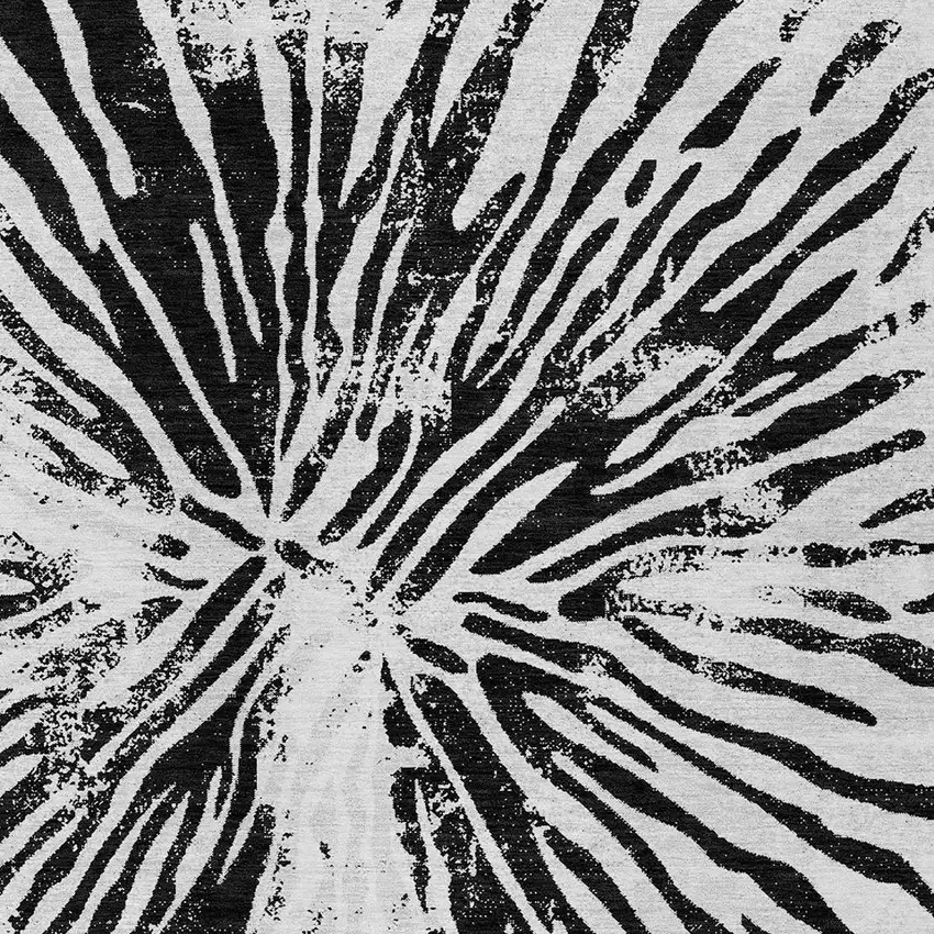 Ivory Black And Gray Abstract Washable Indoor Outdoor Area Rug Photo 6
