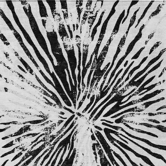 Ivory Black And Gray Abstract Washable Indoor Outdoor Area Rug Photo 7