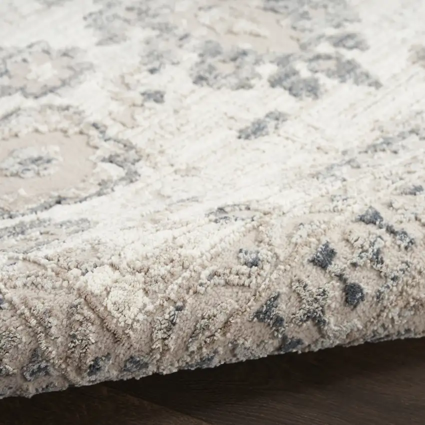 Ivory Black And Gray Floral Distressed Non Skid Area Rug Photo 8