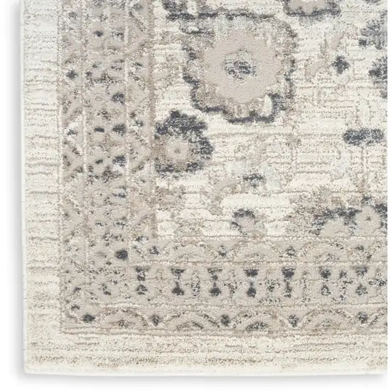 Ivory Black And Gray Floral Distressed Non Skid Area Rug Photo 9