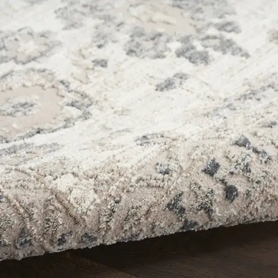 Ivory Black And Gray Floral Distressed Non Skid Area Rug Photo 8