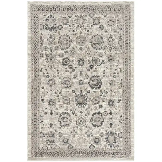 Ivory Black And Gray Floral Distressed Non Skid Area Rug Photo 7