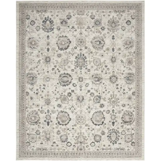 Ivory Black And Gray Floral Distressed Non Skid Area Rug Photo 9