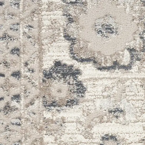 Ivory Black And Gray Floral Distressed Non Skid Area Rug Photo 4