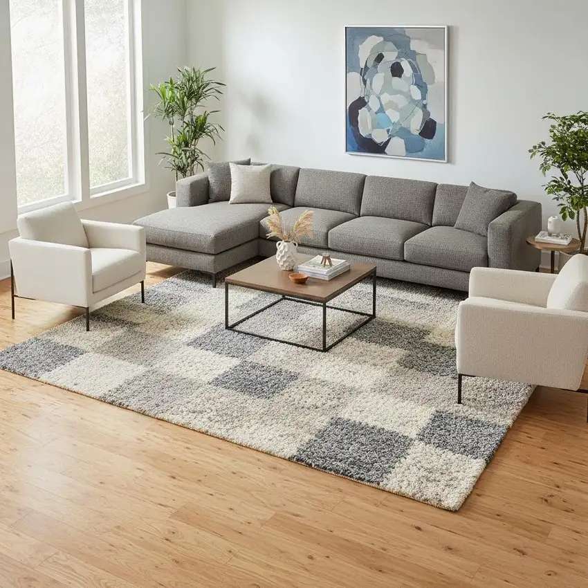 Ivory Black And Gray Floral Distressed Non Skid Area Rug Photo 1