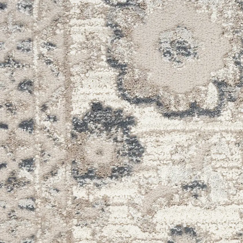 Ivory Black And Gray Floral Distressed Non Skid Area Rug Photo 4