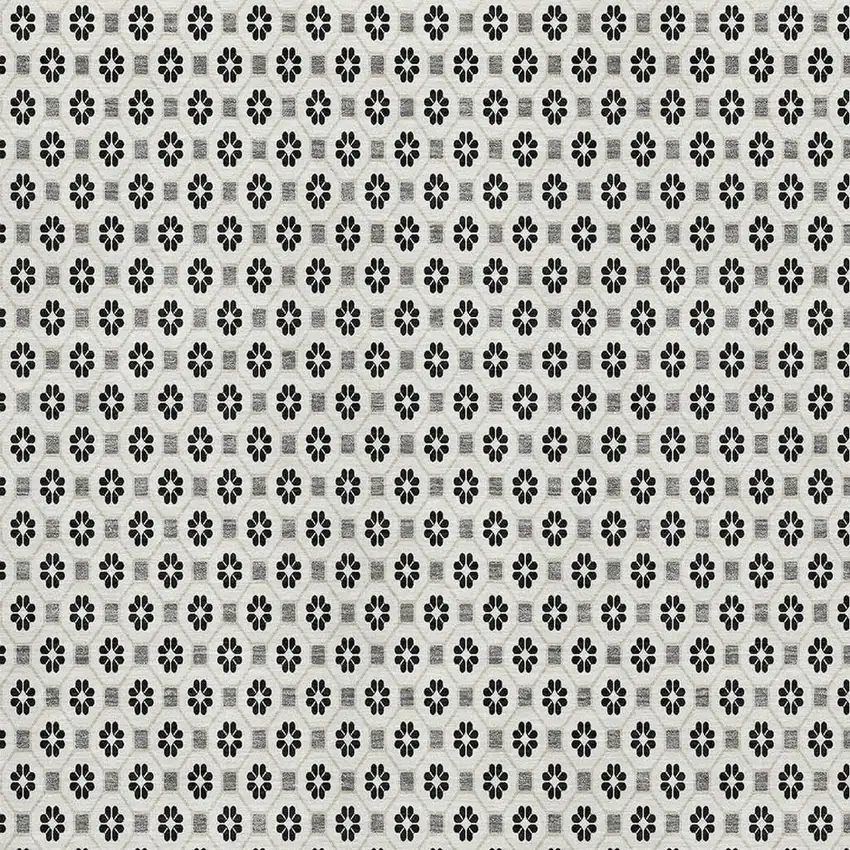 Ivory Black And Gray Geometric Washable Area Rug With UV Protection Photo 4