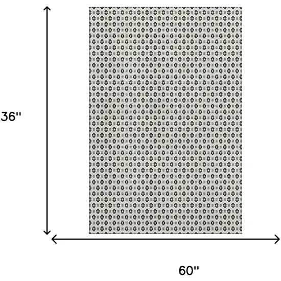 Ivory Black And Gray Geometric Washable Area Rug With UV Protection Photo 3