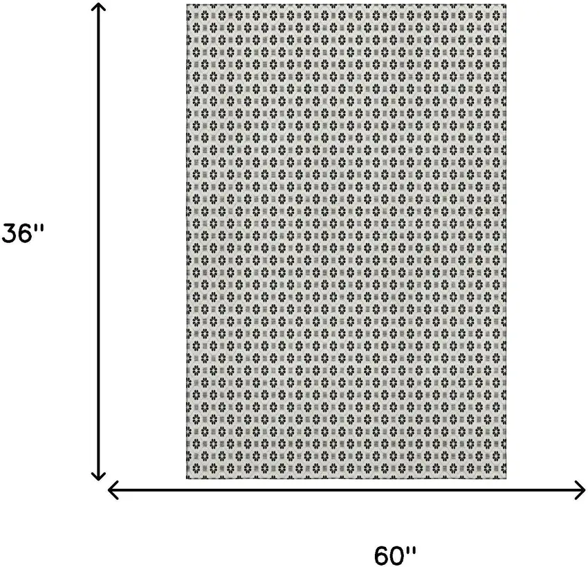 Ivory Black And Gray Geometric Washable Area Rug With UV Protection Photo 3