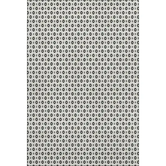 Ivory Black And Gray Geometric Washable Area Rug With UV Protection Photo 6