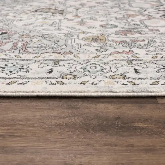 Ivory Black And Light Blue Oriental Area Rug Photo 1