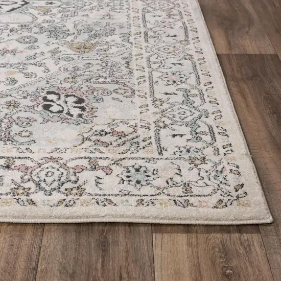 Ivory Black And Light Blue Oriental Area Rug Photo 3