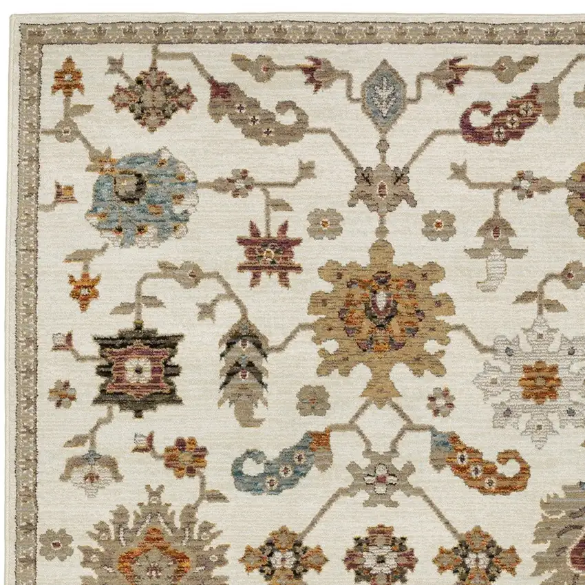 Ivory Black And Red Oriental Area Rug Photo 8