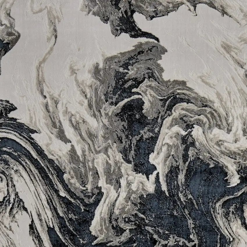 Ivory Black And Taupe Abstract Area Rug Photo 5