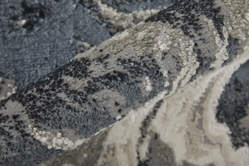 Ivory Black And Taupe Abstract Area Rug Photo 9
