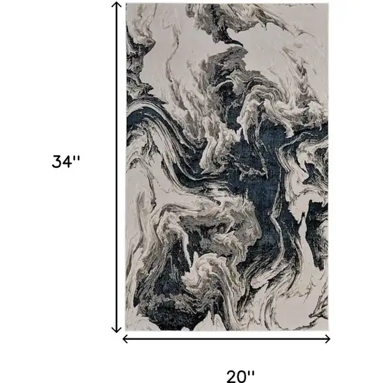 Ivory Black And Taupe Abstract Area Rug Photo 8