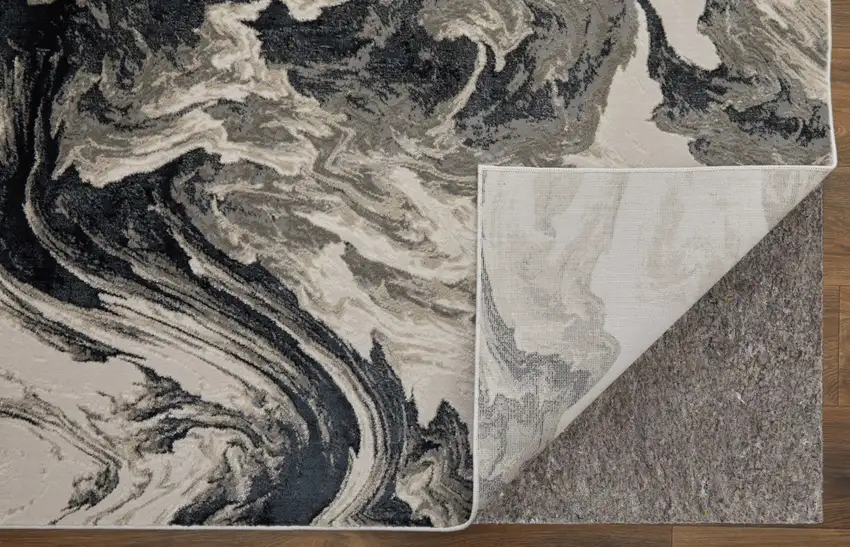 Ivory Black And Taupe Abstract Area Rug Photo 6