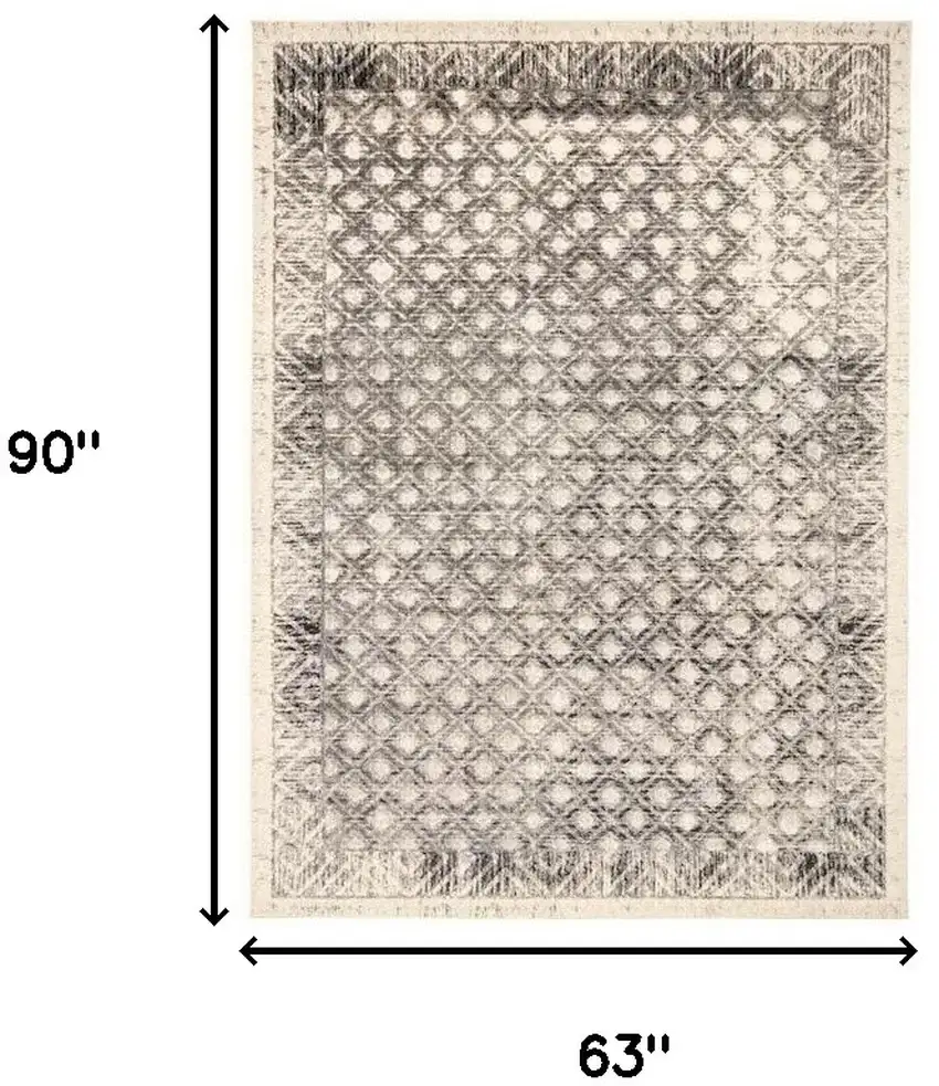 Ivory Black And Taupe Abstract Stain Resistant Area Rug Photo 3