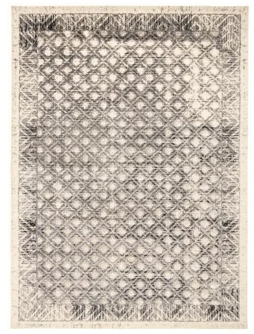 Ivory Black And Taupe Abstract Stain Resistant Area Rug Photo 2