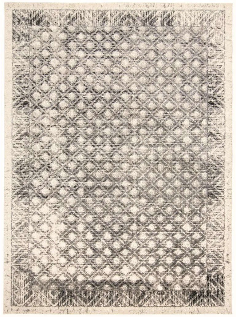 Ivory Black And Taupe Abstract Stain Resistant Area Rug Photo 1