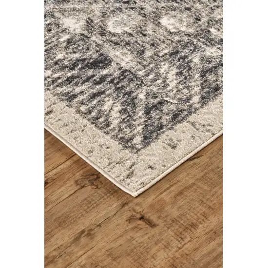 Ivory Black And Taupe Abstract Stain Resistant Area Rug Photo 5